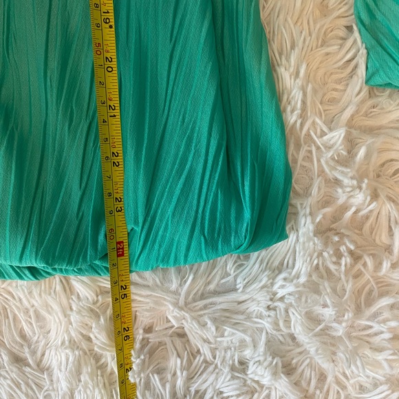 Alfani Teal Long-Sleeve Ruched Blouse Size Large with Tiered Bubble Sleeves - Picture 8 of 8